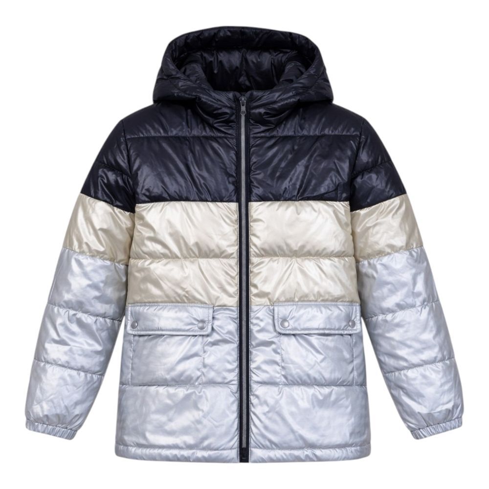 Mango Mng Kids Black Gold Silver Puffer Jacket Coat Girls Size 13 14